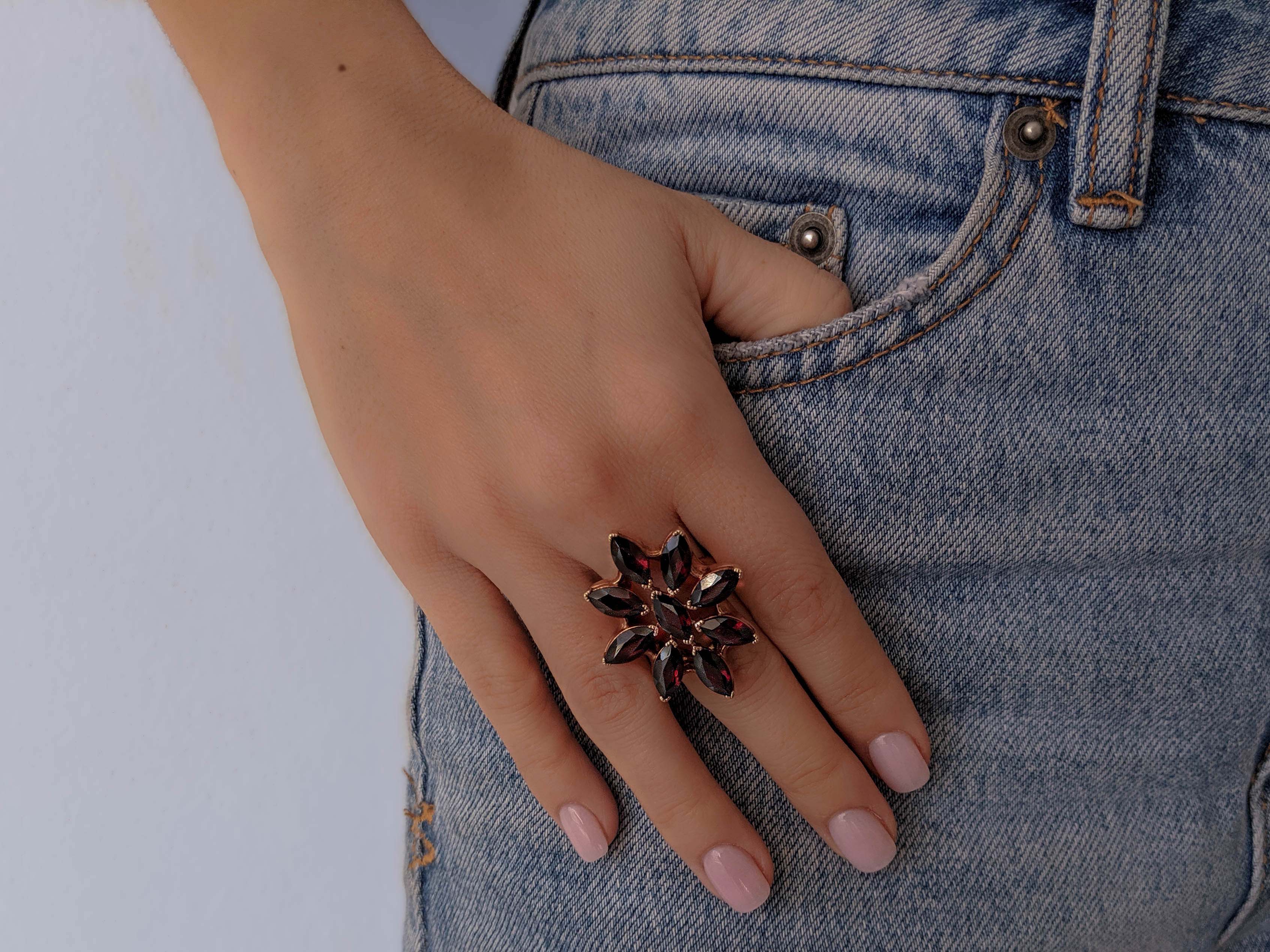 Almandine Flower Ring - Image 3