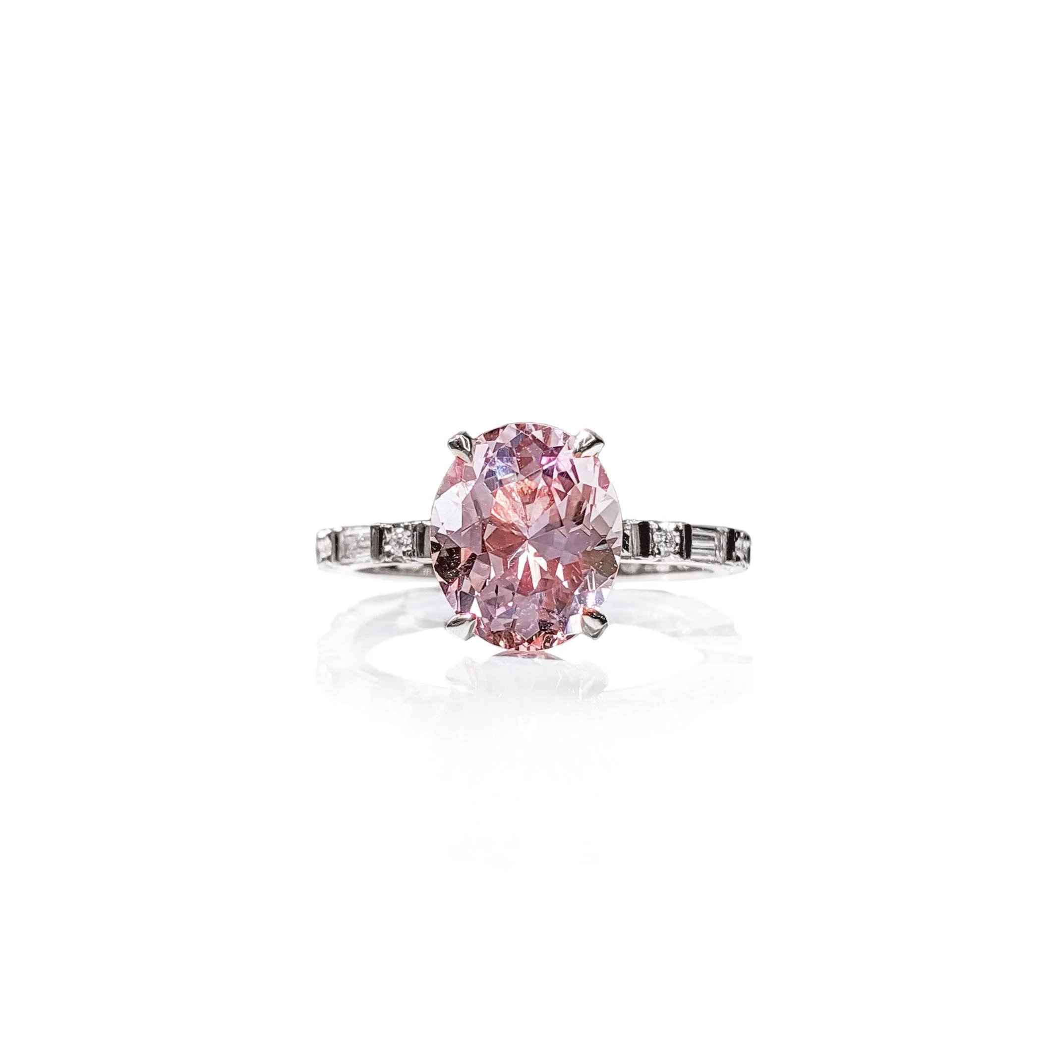 Baguette Oval Morganite Ring - Image 3