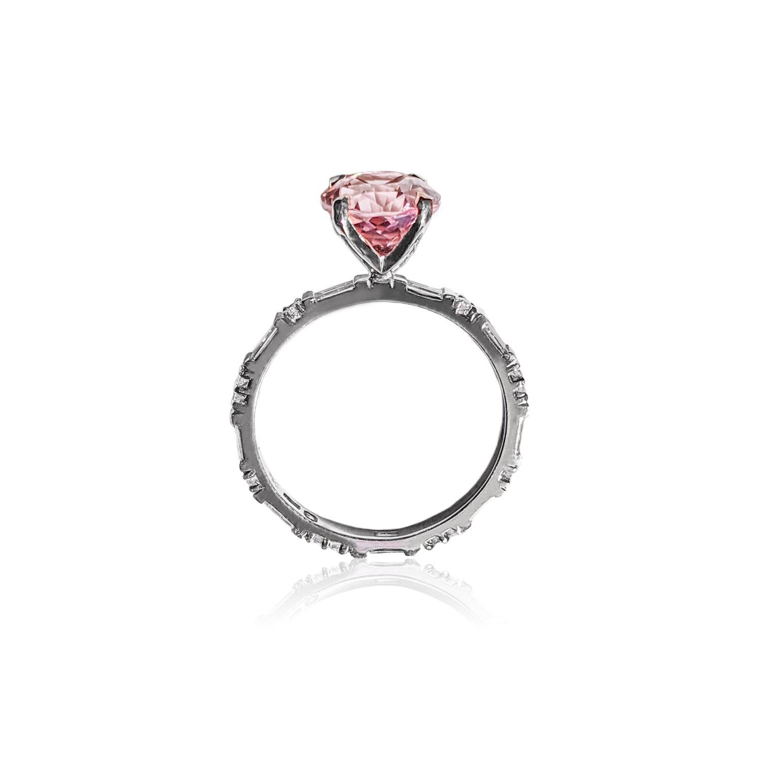 Baguette Oval Morganite Ring - Image 6