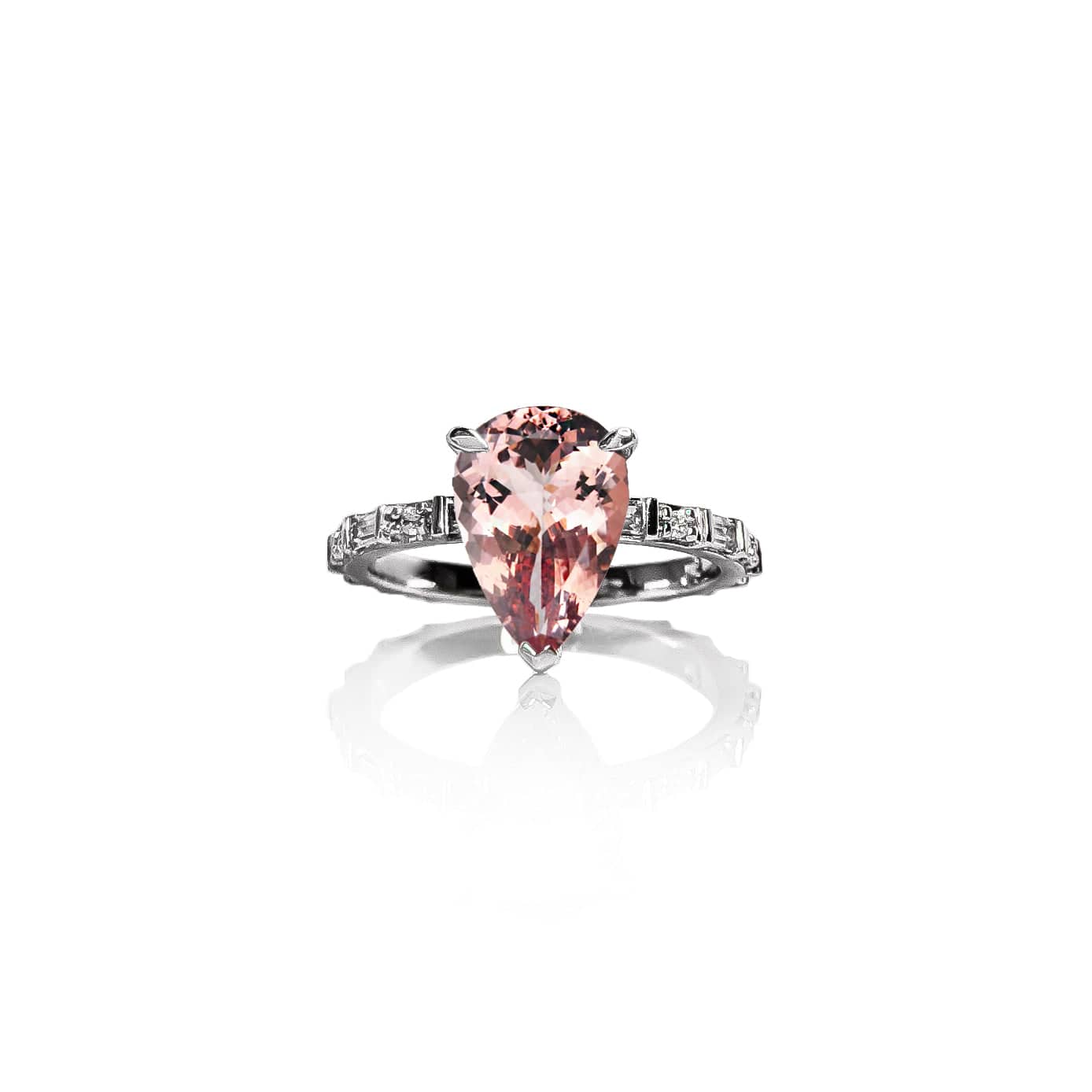 Baguette Pear Morganite Ring - Image 3