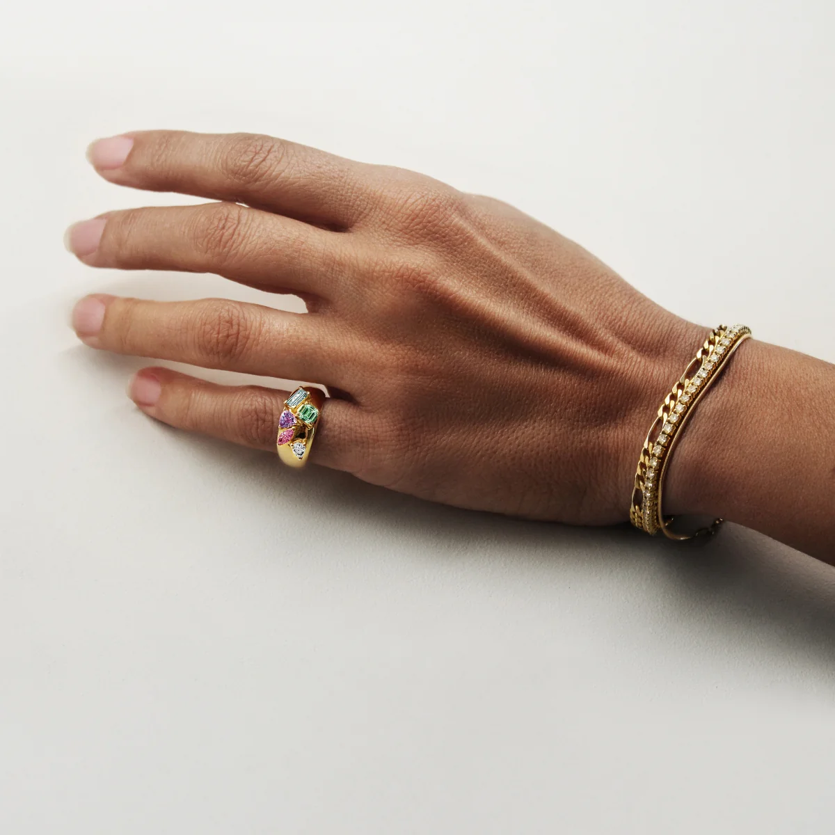 Cluster Gemstone Pinky Ring