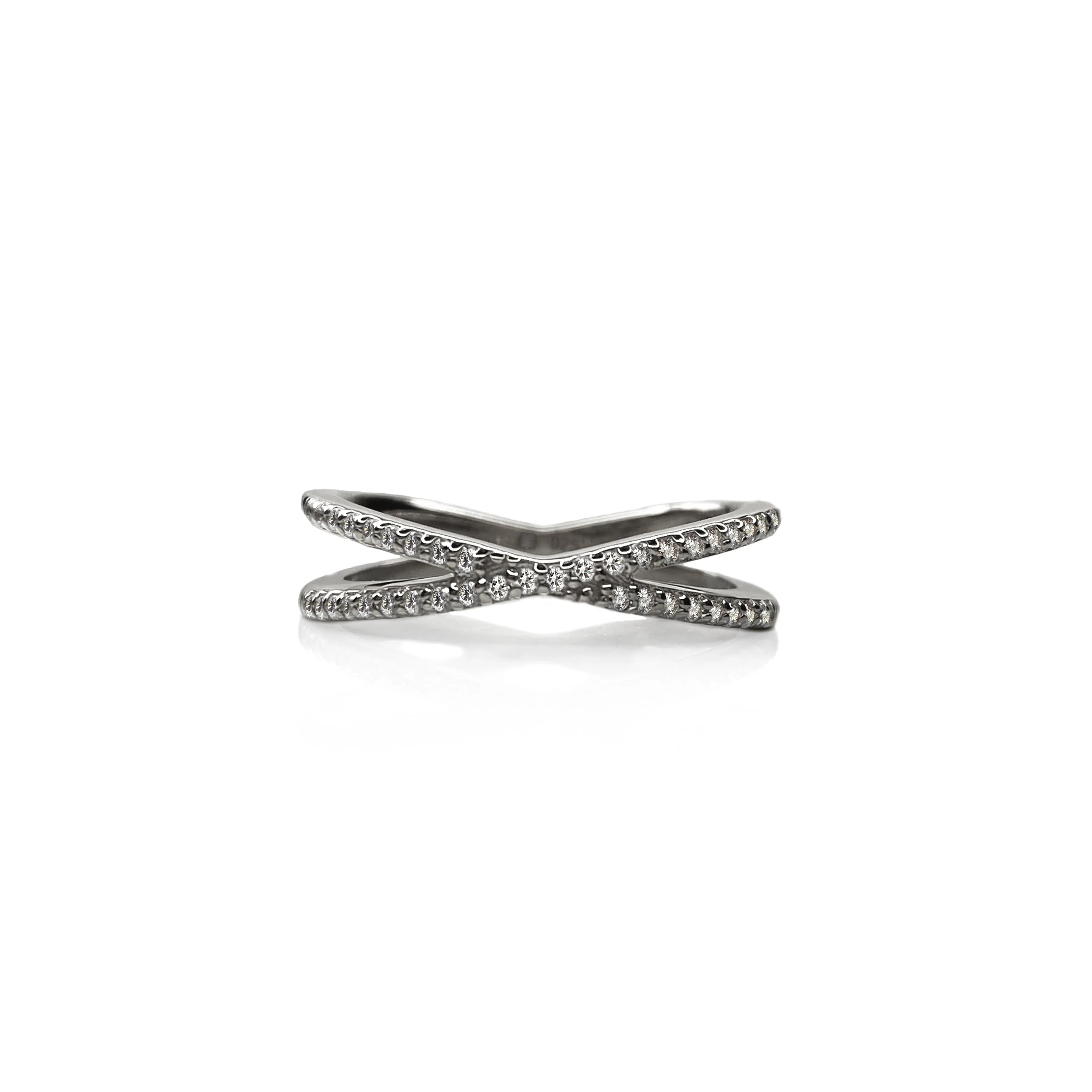 DOUBLE DIAMOND CROSSOVER RING - Image 5