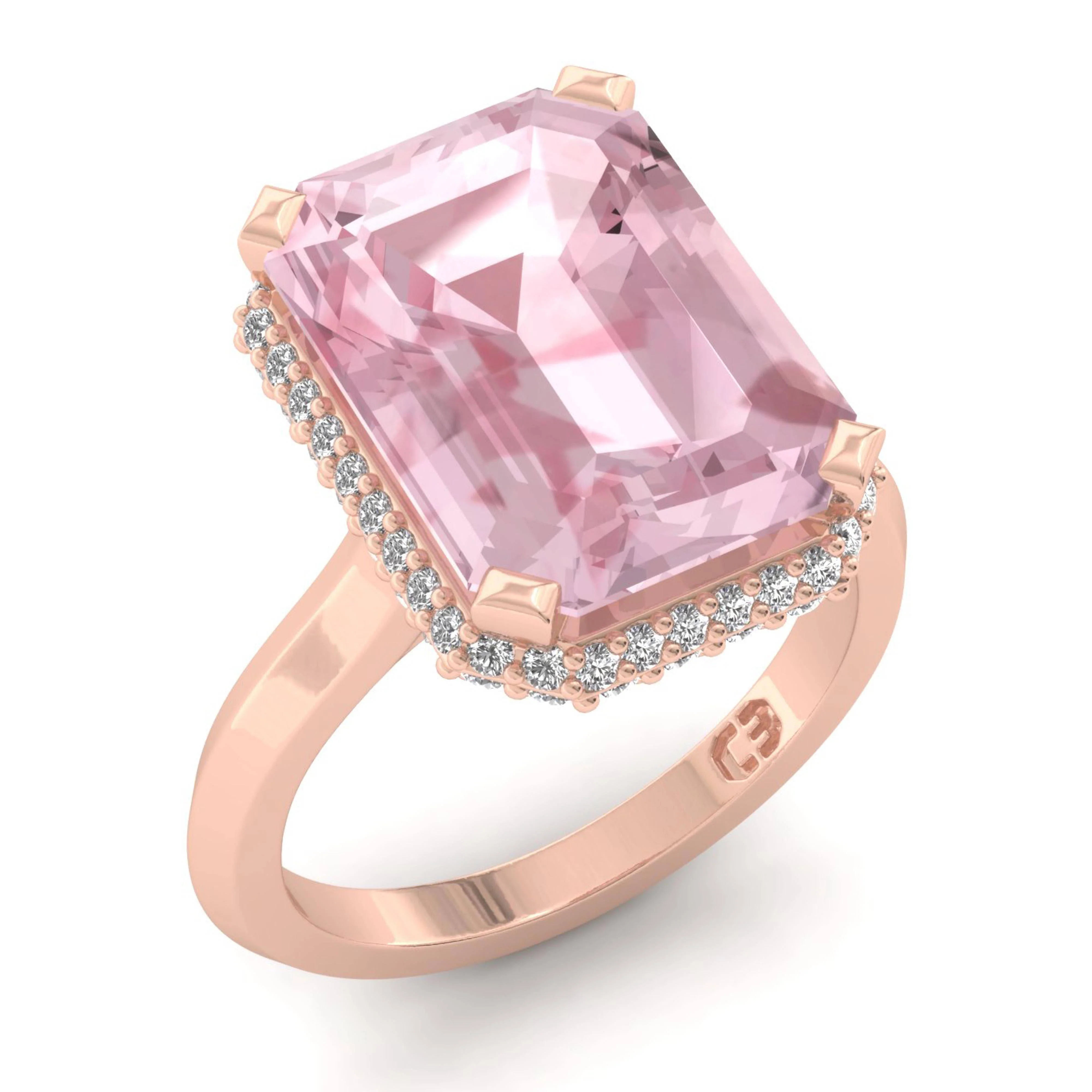 Rose Quartz Emerald Ring - Image 2