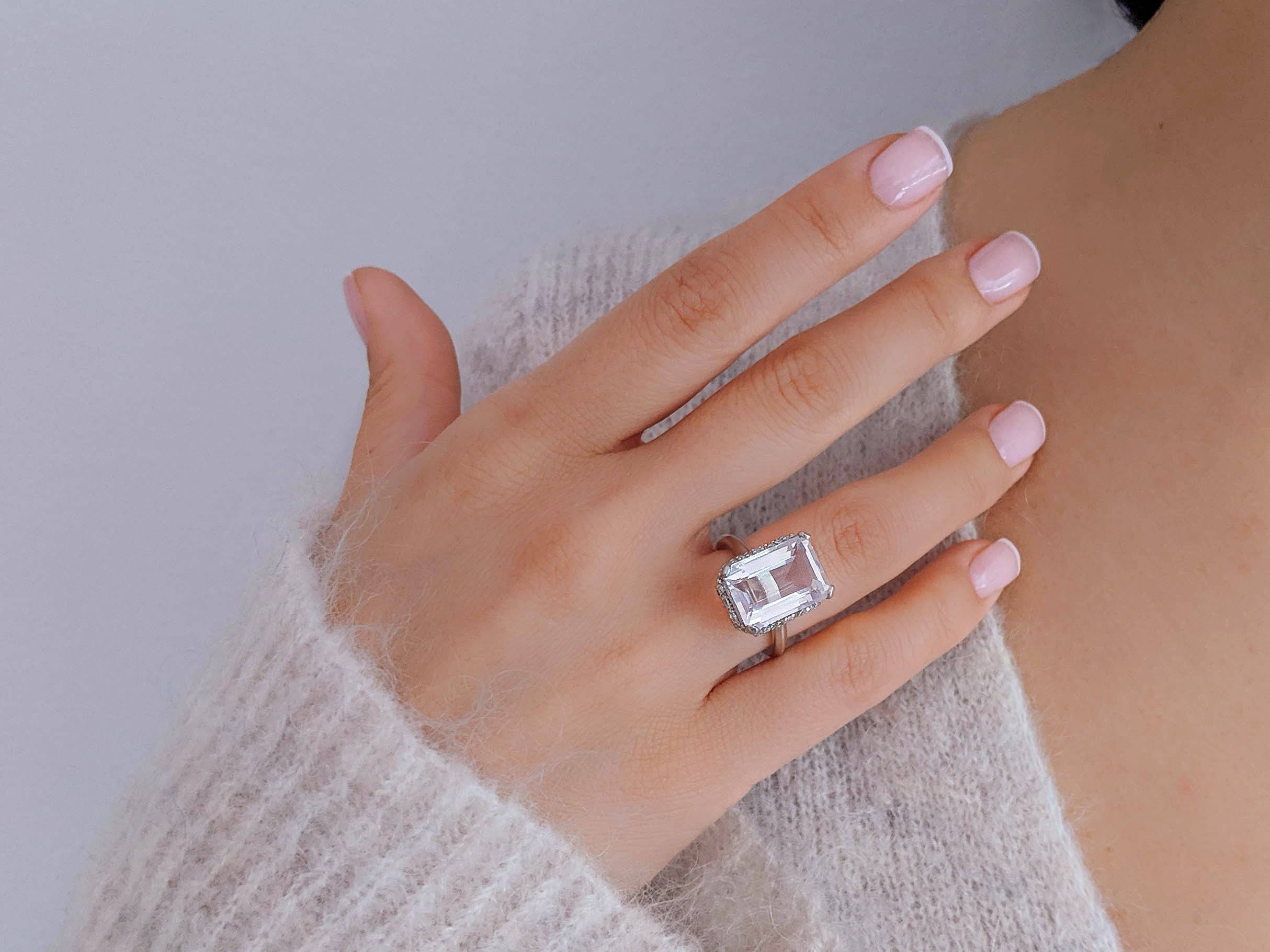 Rose Quartz Emerald Ring - Image 4
